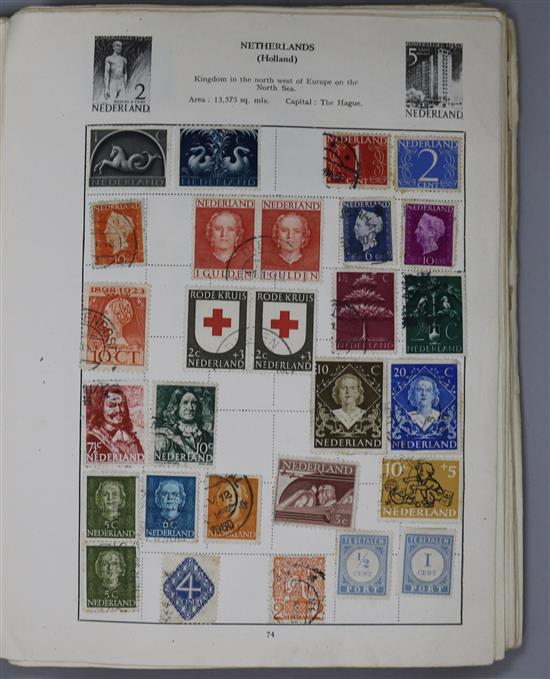 A Cardinal All World stamp album including commonwealth issues and an album of F.D.Cs and loose